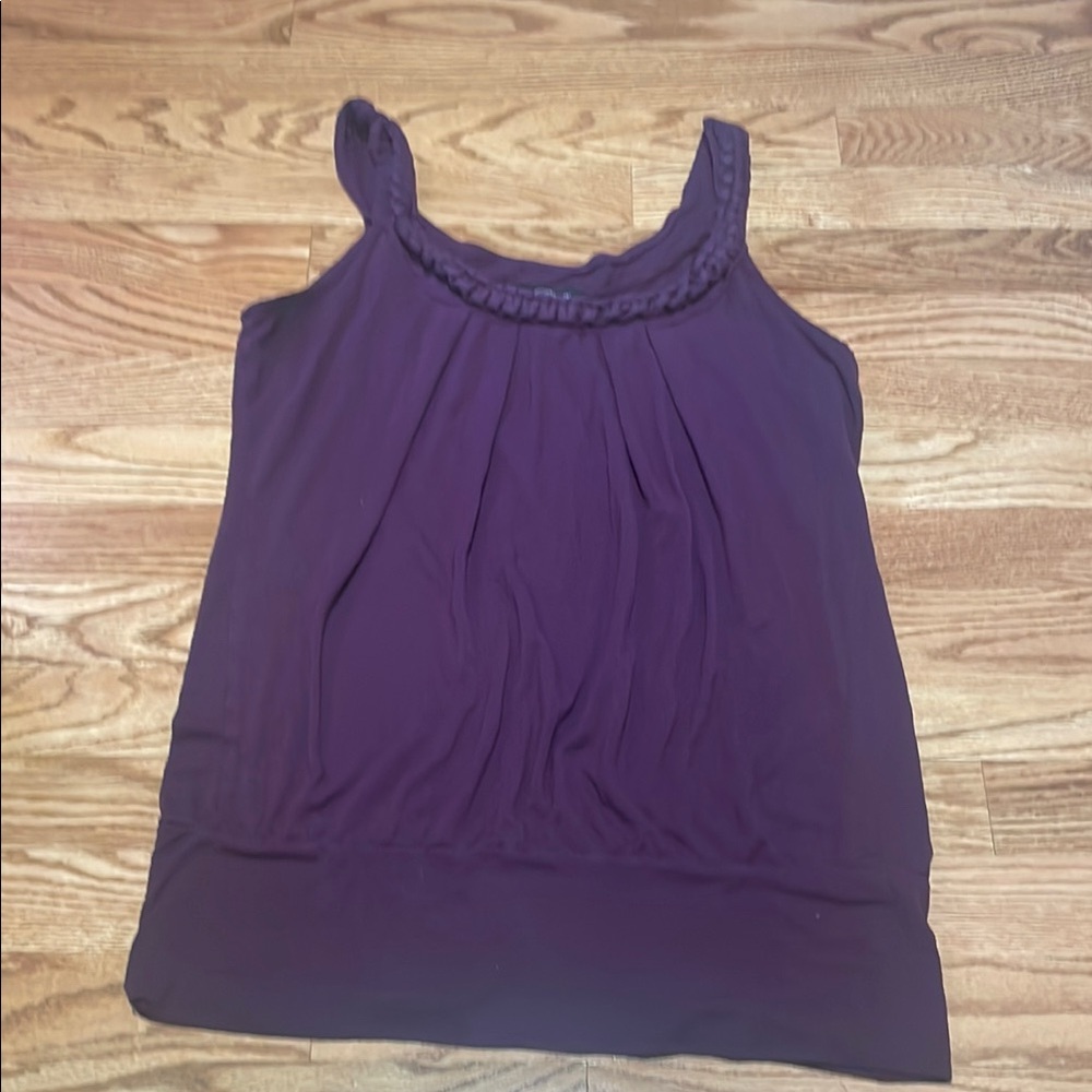 Ruched Purple Sleeveless Tank Top